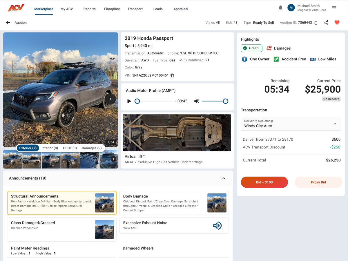 Auctions Vehicle Display Page Redeisgn version 3